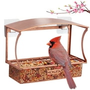 Monjita Window Bird Feeder, Durable Metal Bird Feeder, Window Bird Feeders with Strong Adhesive Sheets 4, Wild Bird House for Outside, Removable Tray for Easy Cleaning, Perfect Bird Watching Gift