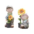 thumbnail image 2 of Estatua de jardín de niño y niña, figura en miniatura para patio, decoración de jardín, linda estatua de resina para jardín, para el hogar, balcón, Rosa, 2 of 8