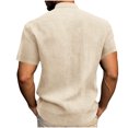 thumbnail image 3 of ibuvkizy Shirts for Men Summer Short Sleeve with Button Down Solid Color Casual Tops Beige,L, 3 of 7