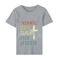 thumbnail image 4 of DDAPJ pyju Christian Easter Shirts for Women Short Sleeve Letter Printed T-shirts Jesus Cross Religious Quotes Shirt Summer Casual Round Neck Tee Tops Gray L, 4 of 6