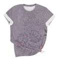thumbnail image 5 of ATENAR Shirts for Women Crew Neck Shirts Short Sleeve Summer Tops Purple 3XL, 5 of 6