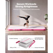 KFFKFF Inflatable Gymnastics Air Mat 10 ft Training Mat with Electric Pump, 4-inch Thick Durable Tumble Track, Versatile Mat for Home, Gym, Outdoor Activities, Yoga, Cheerleading, Beach, Park, Pink