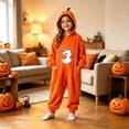 thumbnail image 2 of Curuila Toddler Child Halloween Jumpsuit Hooded Hallowmas Pumpkin Fleece Pajamas For Girsl Boys Party Fashion Homewear Jumpsuit Size 4-5 Years, 2 of 5