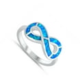 thumbnail image 4 of Blue Simulated Opal Infinity Water Wave Ring .925 Sterling Silver Band CZ Jewelry Female Size 5, 4 of 4
