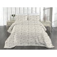 thumbnail image 2 of Ambesonne Floral Quilted Coverlet 3 Pcs, Spring Flower Pattern Print, King Size, Tan Dark Tan Eggshell, 2 of 4