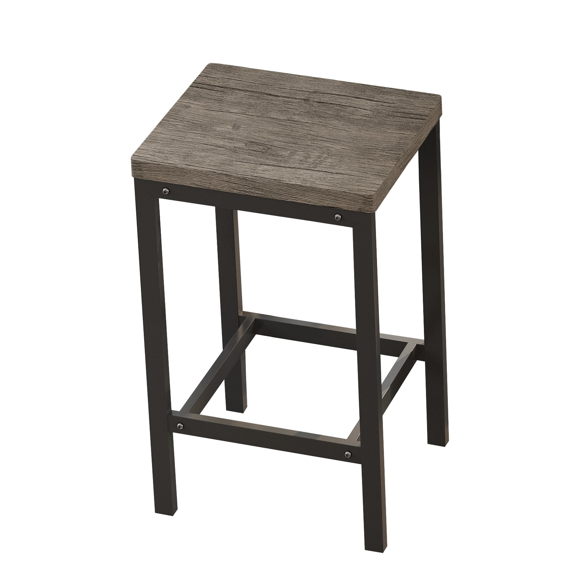 BSHTI 60.24" MDF Dining Room Table Set with Metal Frame, 3 Stools, Space-Saving Design for Kitchen Dining Room(Brown Gray)