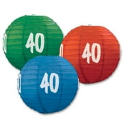 Beistle 9 1/2" "40" Paper Lanterns Assorted 6/Pack 54571-40