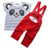 Merqwadd Toddler Baby Infant Kid Boys 2pcs Outfits T-shirt Bib Pants Clothes Set