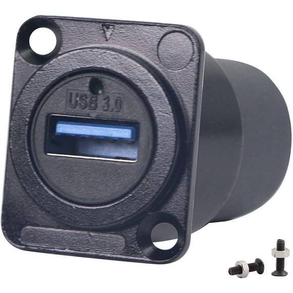 QIANRENON USB 3.0 D Panel Mount Solderless Connector, USB 3.0 Female to Female Coupler Socket Panel Mount Pass Through