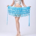 thumbnail image 5 of Ousvtion Clearance Deals Sequin Skirt for Women Sparkle Tassel Skirts with Drawstring Belly Dance Hip Scarf Layered Glitter Dress Mardi Gras Outfits Dancing Cowgirl Costume,Sky Blue,Free Size, 5 of 7