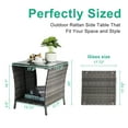 thumbnail image 7 of Seizeen Outdoor Side Table for Patio Rattan Furniture, Small Rattan End Table with Storage 2 Layer, Glass Top Coffee Table for Chairs Garden Porch Deck, 18inch, 7 of 7