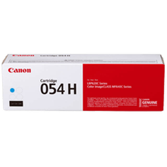 Cartouche de Toner Laser Cyan à Rendement Élevé Neuve d'Origine Canon 3027C001 (054), compatible avec Canon Color ImageClass MF642Cdw, Série MF640C, i-SENSYS LBP621Cw, LBP623Cw, MF641Cw, MF643Cdw, MF645Cx et LBP620C. Offre une Capacité à Rendement Élevé pour des Besoins d'Impression Prolongés.