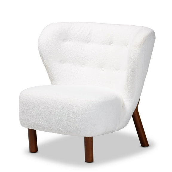 Baxton Studio Cabrera Contemporary Boucle Upholstered Wood Accent Chair-White