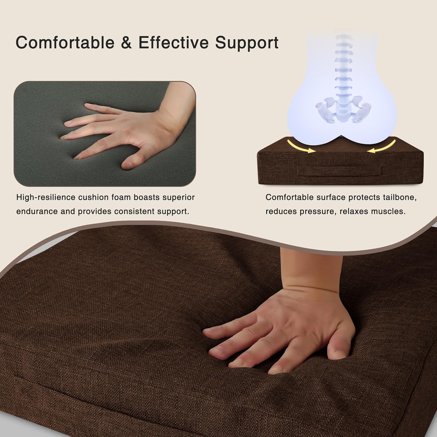 Recliner Cushions for Elderly 20"x20"x4" Thick Seat Cushion for Recliner Chair Large Square Non Slip Chair Pads with Washable Cover for Armchair Couch Coffee