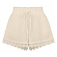 thumbnail image 5 of Only Moment Women's Summer Sweat Shorts Polyester Wide Leg Summer Casual Shorts with Pockets Hiking Shorts Wowomen Beige,M, 5 of 6