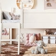 thumbnail image 3 of Bellemave Twin Size Low Loft Bed with Bookshelf, Solid Wood Loft Bed Frame with Ladders & Full-Length Guardrails, Low Profile Bed with Slats for Kids Teens, No Box Spring Needed, Pink, 3 of 11