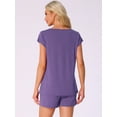 thumbnail image 4 of DARING DIVA 2 Pieces Lounge Knit Tee and Shorts Pajama Set XL Purple, 4 of 6