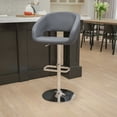 thumbnail image 2 of Flash Furniture Contemporary Gray Vinyl Adjustable Height Barstool with Rounded Mid-Back and Chrome Base, 2 of 12