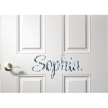- Personalized Name Vinyl Decal Sticker Custom Initial Wall Art Personalization Decor Zebra Animal Text Lettering Print Pattern Design 4 X 10 Inches