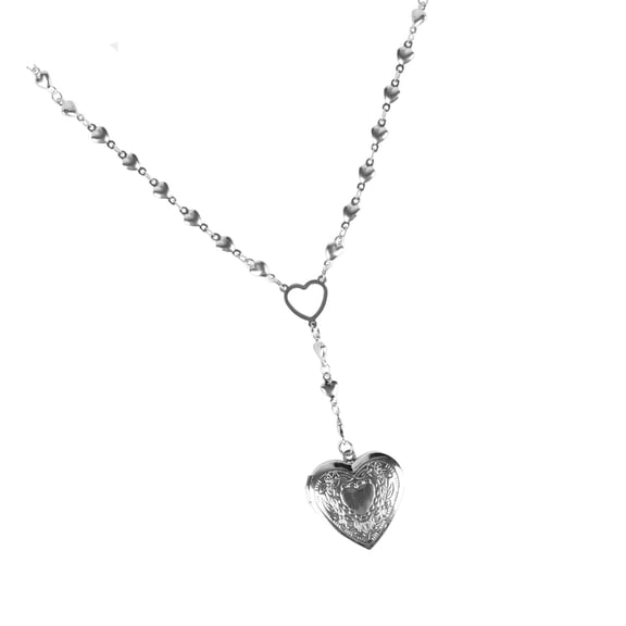 Elegant Heart Box Pendant Necklace Vintage Locket Design Collarbone Chain Alloy Jewelry Gift for Women