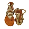 thumbnail image 2 of StarBay Women's Metallic Gold, Back Zipper Thong Flat Sandals, 2 of 3