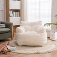 thumbnail image 4 of BISHE Bean Bag Chairs, Soft Tufted Foam Bean Bag Chair with Teddy Fabric for Adults and Kids, Comfy Lazy Sofa for Living Room, Bedroom, Ivory, 4 of 10