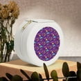 thumbnail image 6 of Yiaed Retro 80s Style Print Travel Jewelry Case Bridesmaid Gift Boxes Jewelry Travel Organizer Small Round Jewelry Box Mini Storage-White, 6 of 7