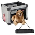 thumbnail image 1 of Gymax 37 in Portable Folding Dog Crate w/ Mesh Mat & Locking Zippers for Cat Carrier Use, 1 of 10