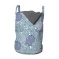 thumbnail image 1 of Floral Laundry Bag, Pastel Colored Circles Filled with Blue Toned Flowers Abstract Illustration, Basket with Handles Drawstring Closure for Laundromats, 13" x 19", Turquoise Navy Blue, by Ambesonne, 1 of 4