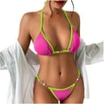 thumbnail image 1 of Birdeem Womens Sexy High Breast Contrast Solid Bikini Set Solid Swimsuit Sets, 1 of 7