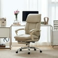 thumbnail image 2 of EMIAH Office Chair with Foot Rest, Ergonomic Executive Office Chair with Arms, Reclining High Back PU Leather Comfy Swivel Computer Desk Chairs with Wheels and Lumbar Support for Home Office, Beige, 2 of 9