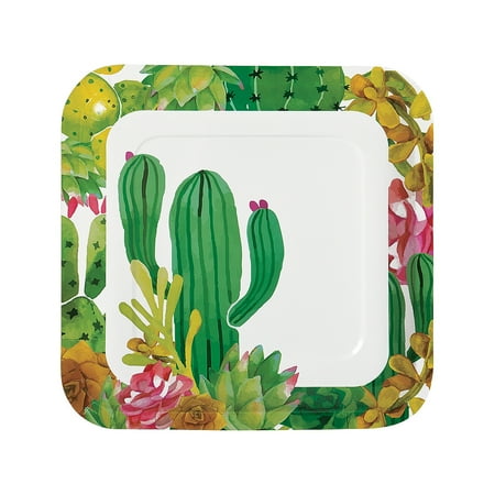 Cactus Dinner - Fun Express - Cactus Party Dinner Plates (8pc) for Cinco de Mayo - Party Supplies - Print Tableware - Print Plates & Bowls - Cinco de Mayo - 8 Pieces