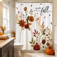 thumbnail image 6 of White Pumpkins Fall Shower Curtains for Bathroom, Thanksgiving Autumn Floral Botanical Waterproof Fabric Shower Curtain, Decorative Bathroom Curtain for Bathtub, 72"x84", No Hooks Included, 6 of 9