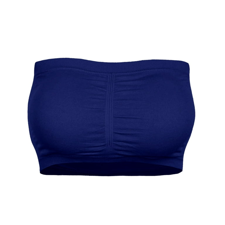 Strapless Bras For Women Plus Size Strapless Size Plus Removable Padded Top  Stretchy Strapless Double Bandeau Soft Lette Underwear Wire Navy Wireless