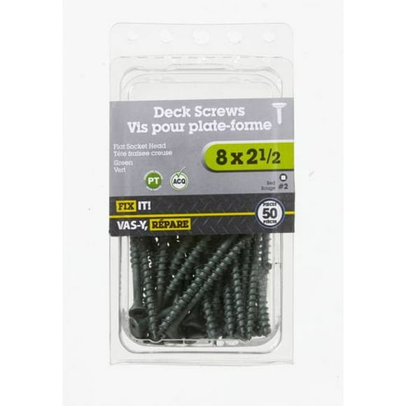 8x2-1/2" Green Deck Screw 50 Pieces