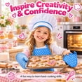 thumbnail image 5 of Rirool Kids Chef Set, 11-Piece Blue Polka Dot Cooking and Baking Pretend Play Kit with Apron, Hat, Oven Mitt, Pot Holder, Whisk, Wooden Tools and 4 Cookie Cutters for Boys and Girls Ages 3-6, 5 of 8