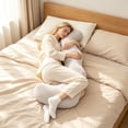thumbnail image 6 of L Shaped Pregnancy Pillow, Maternity Body Pillow for Side Sleepers, Cooling Ice‑fiber Long Hugging Sleeping Pillow, Washable Cotton Cover Support Cushion for Adults Pregnancy, 6 of 7