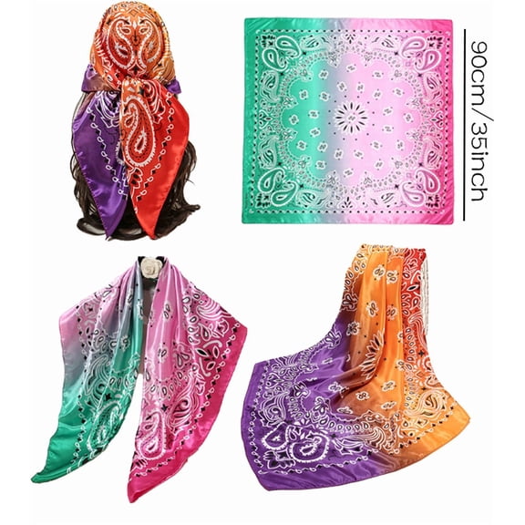 Yoyauz 35" Large Square Satin Head Scarf - Silk Hair Scarf Square Hair Bandanas Large Scarf Sleeping Head Wraps for Women