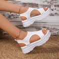 thumbnail image 4 of Womens Platform Sandals Cutout Knitted Mesh Slip on Walking Shoes Summer Comfy Breathable Beach Dress Shoes White Size 7, 4 of 6
