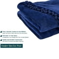 thumbnail image 6 of PAVILIA Fleece Throw Blanket for Couch with Pom Pom Fringe, Royal Blue, Soft Cozy Fuzzy Flannel Blanket for Sofa Bed, Large Lightweight Plush All Season Throw, 60x80 Inches, 6 of 8