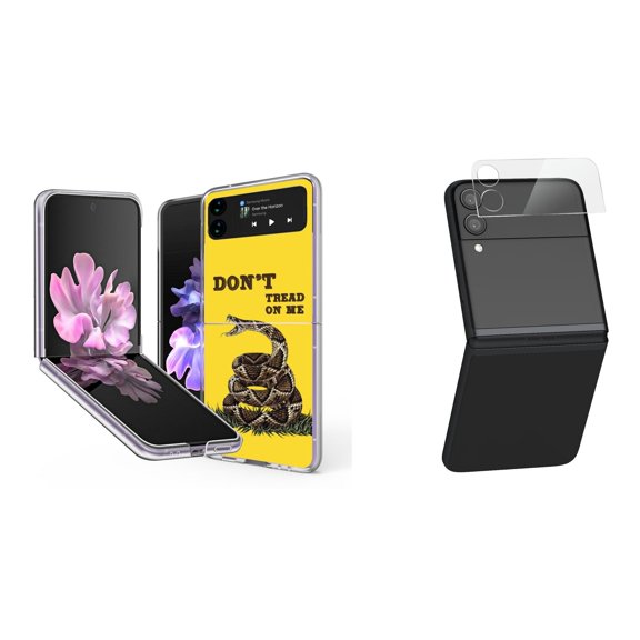Bemz Premium Bundle for Samsung Galaxy Z Flip 3 5G: Slim Snap-On Protector Case (Don't Tread on Me), Rear Camera Glass Protector