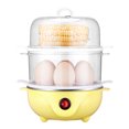 thumbnail image 2 of Cocedor de huevos y escalfador eléctrico rápido con apagado automático para tortillas, huevos cocidos blandos, medianos y duros - Bandeja de capacidad, pila doble, amarillo, 2 of 5