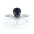 thumbnail image 6 of Pear Cut Lab-Created Blue Sandstone and Diamond Nestled Engagement Ring in 925 Sterling Silver – Elegant Jewelry for Her, Unique Bridal Ring, 6 of 6