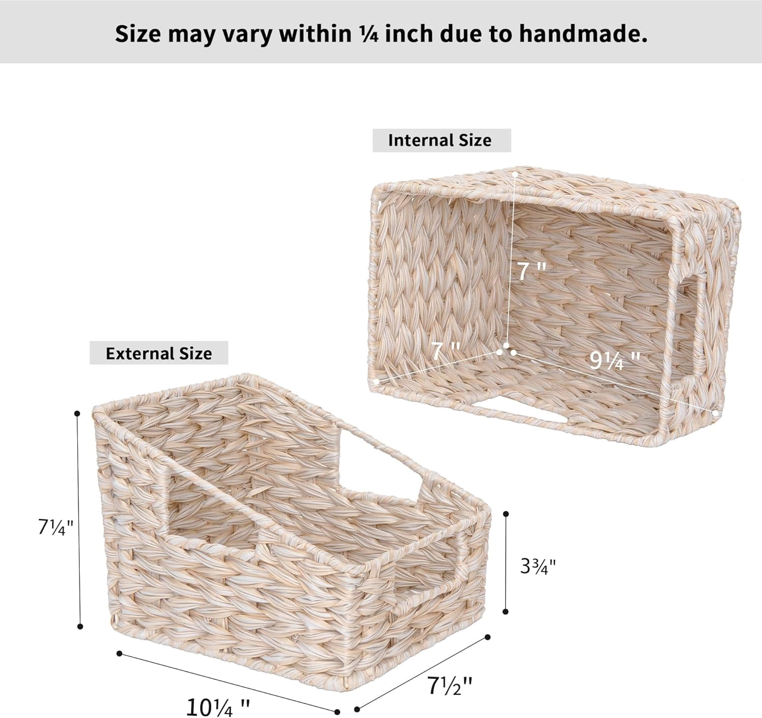 GRANNY SAYS Trapezoid Plastic Wicker Storage Baskets with Handles, Waterproof, Butter Milk, 2-Pack