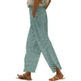 thumbnail image 4 of FUNUONY Women's Linen Cropped Pants Ankle Capris Straight Leg Trousers Fashionable Casual Buttons with Pockets Cotton and Linen Loose Trousers Cropped Trousers Striped Cotton and Linen Pants Green Xl, 4 of 9