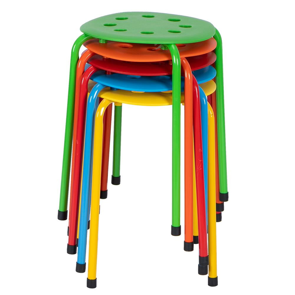 SamyoHome Set of 5 Round Stacking Stools Stackable Stools Chairs for