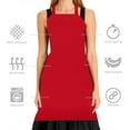 thumbnail image 3 of Linteum Textile Chef Bib Apron Red – Unisex Multipurpose Commercial Apron for Home, Restaurants and Commercial Kitchens 2 Pack, 28 x 32, 3 of 6