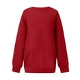 thumbnail image 3 of Scyoekwg Oversized Sweatshirt for Women with Pockets Crewneck Sweatshirts Fall Fashion Long Sleeve Pullover Tops Solid Color Loose Long Sweatshirts (Wine,S), 3 of 4