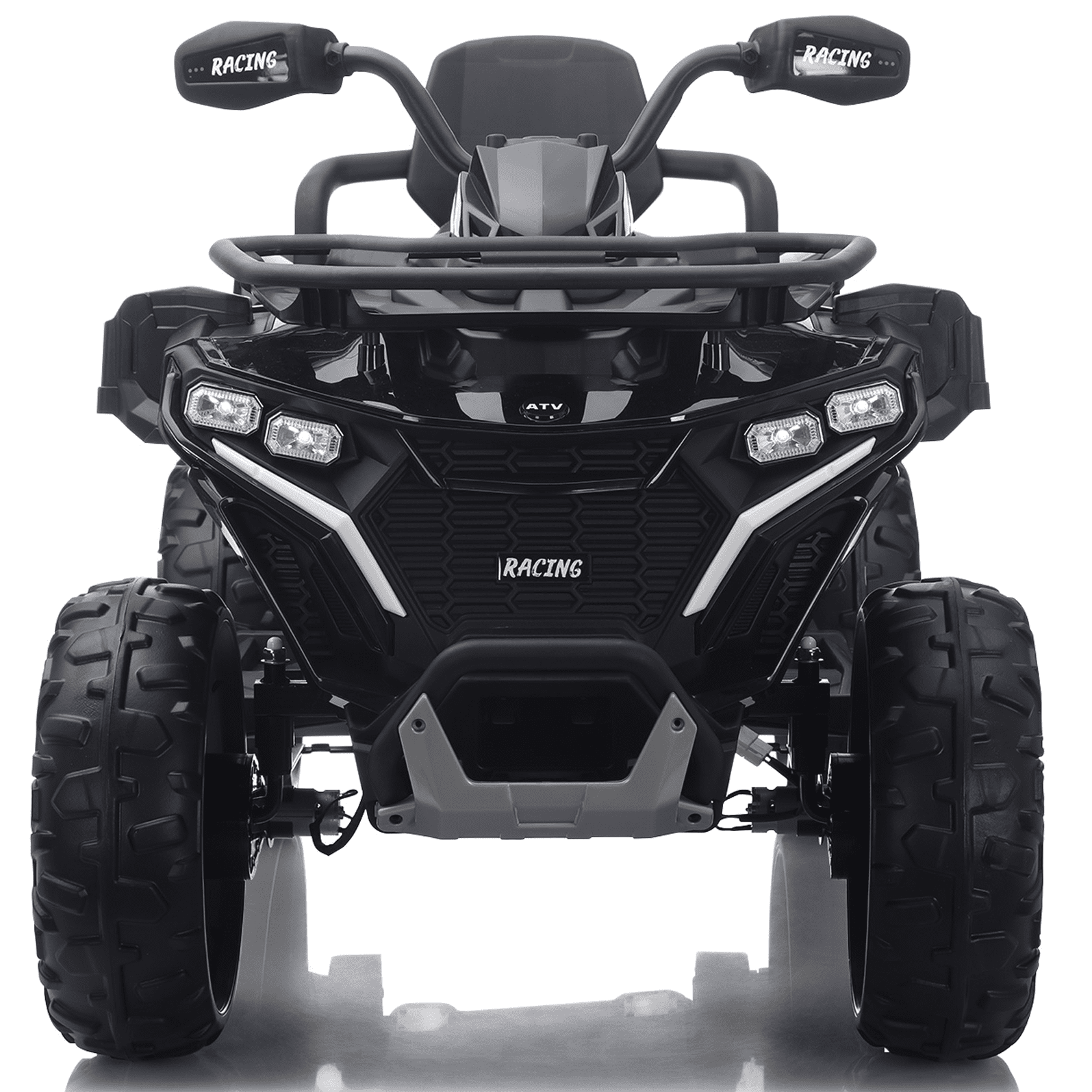 Joyracer 24 Volt Ride on ATV for Kids, 4WD 4 Wheeler Electric Car with Remote Control, 2 Seats Ride on Toys for Toddlers, w/Headlights, Bluetooth, Music, USB, EVA Tires, Black
