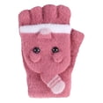 thumbnail image 4 of Xfvqtps Womens USB Heated Fingerless Gloves with Flip Cover Plush Knitting Cute Cartoon Animals Constant Temperature Windproof Warm for Cold Weather Winter Mittens Hot Pink, 4 of 9
